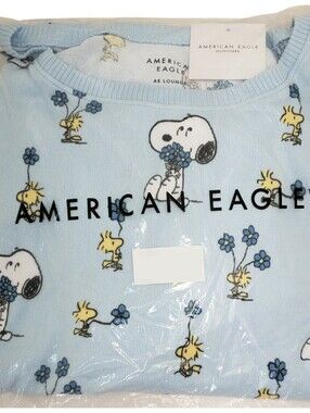 AMERICAN EAGLE Pajama Set Women Peanuts Snoopy Luxe Plush NWT